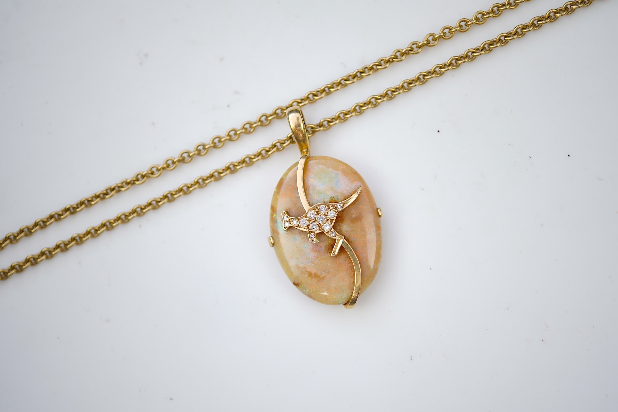 An opal and diamond pendant necklace